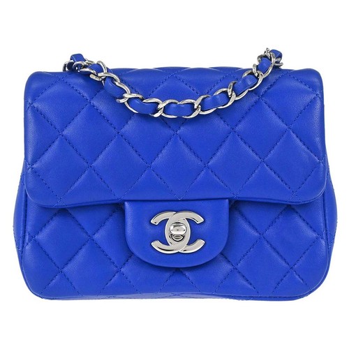 Chanel Blue Lambskin Mini Classic Square Flap Shoulder Bag 17 178820