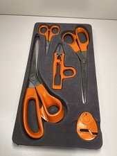 Fiskars 5 Pc Scissors Set w/ Sharpener Orange Sewing Craft Kitchen Made in USA