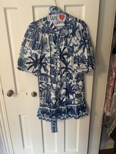 FarmRio Women's Dress Size M Blue Floral Short Sleeve