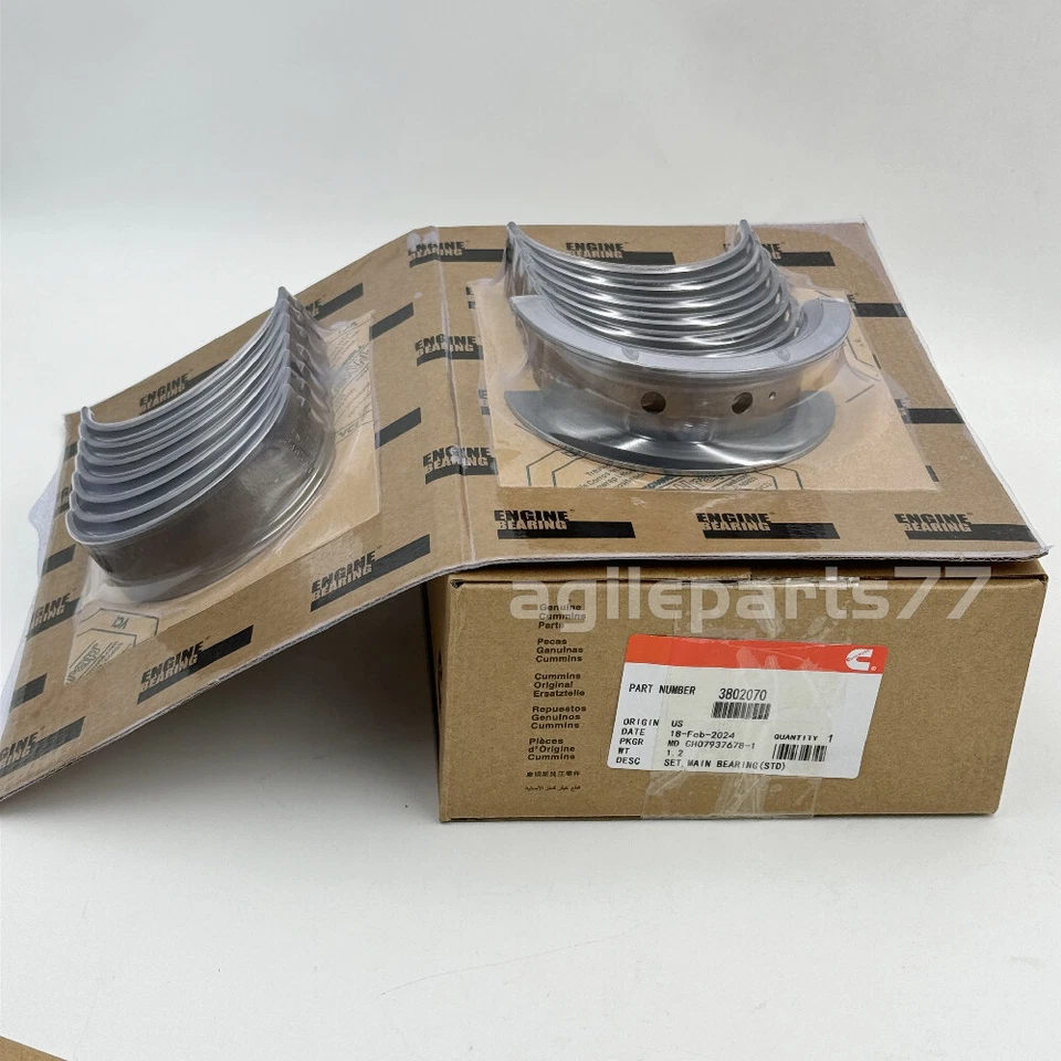 Juego de 12 varillas y cojinetes principales Cummins estándar (STD) para 89-02 Dodge Ram 5.9 NUEVO Foto 4 de 4