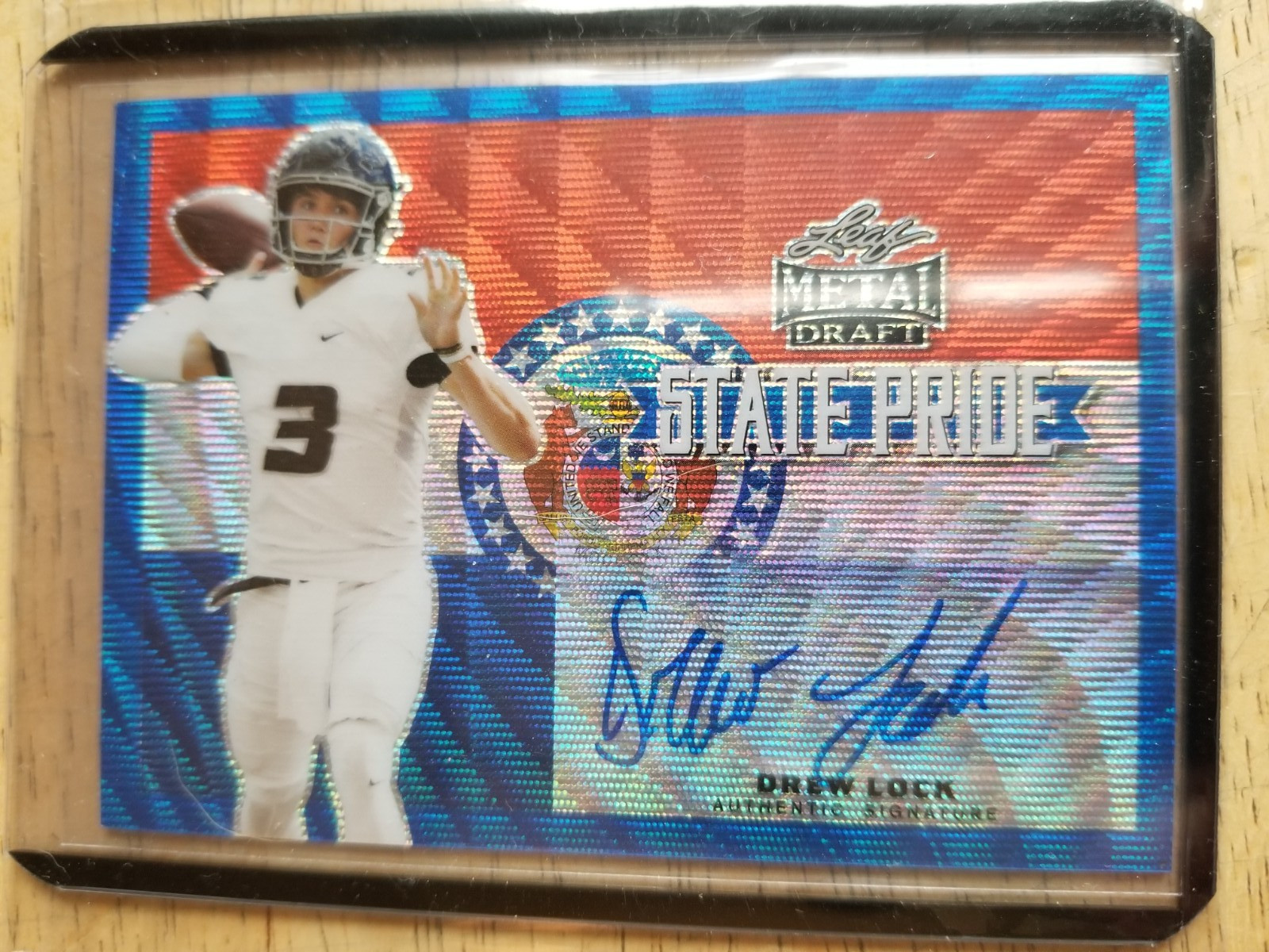 Drew Lock Leaf Metal Draft State Pride Autographs #SPDL1 Blue Wave