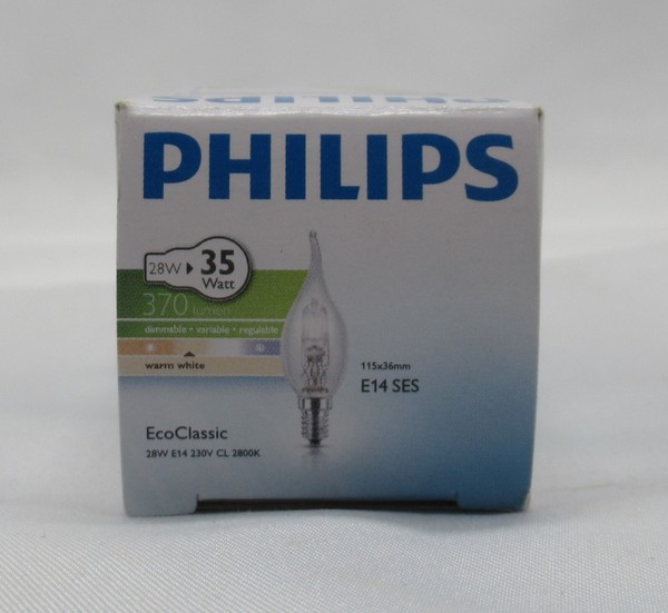 Philips Eco Halogen GlüHbirne Windstoß Kerze 28W = 35W E14 Klar Warmweiß Dimmbar-image
