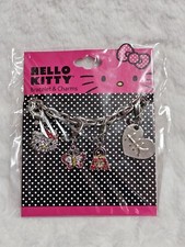 New Sanrio's Hello Kitty Bracelet With Charms Silver Tone Metal and Rhinestones.