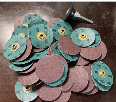 200- 2'' For Roloc Zirc,Quick Change Sanding Disc 100 Grit and Mandrel Disc