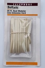 Softalk 04130 Corded Duplex Jack 25-Feet Almond Landline Telephone Accessory