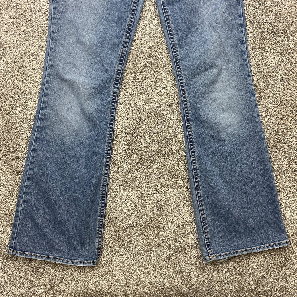 Jeans plateados para mujer 30x32 tiro bajo bootcut y2k desteñido rock mamá motociclista hippie Foto 3 de 4