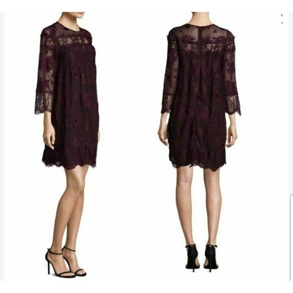 the kooples burgundy dress Size X-Small Embroidered Lace Mini Dress MPF089 Kasper Blue Dress Womens My Actual Bust is:44