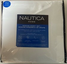 NIP NAUTICA HOME OCEANE 300TC COTTON WHITE KING SHEET SET