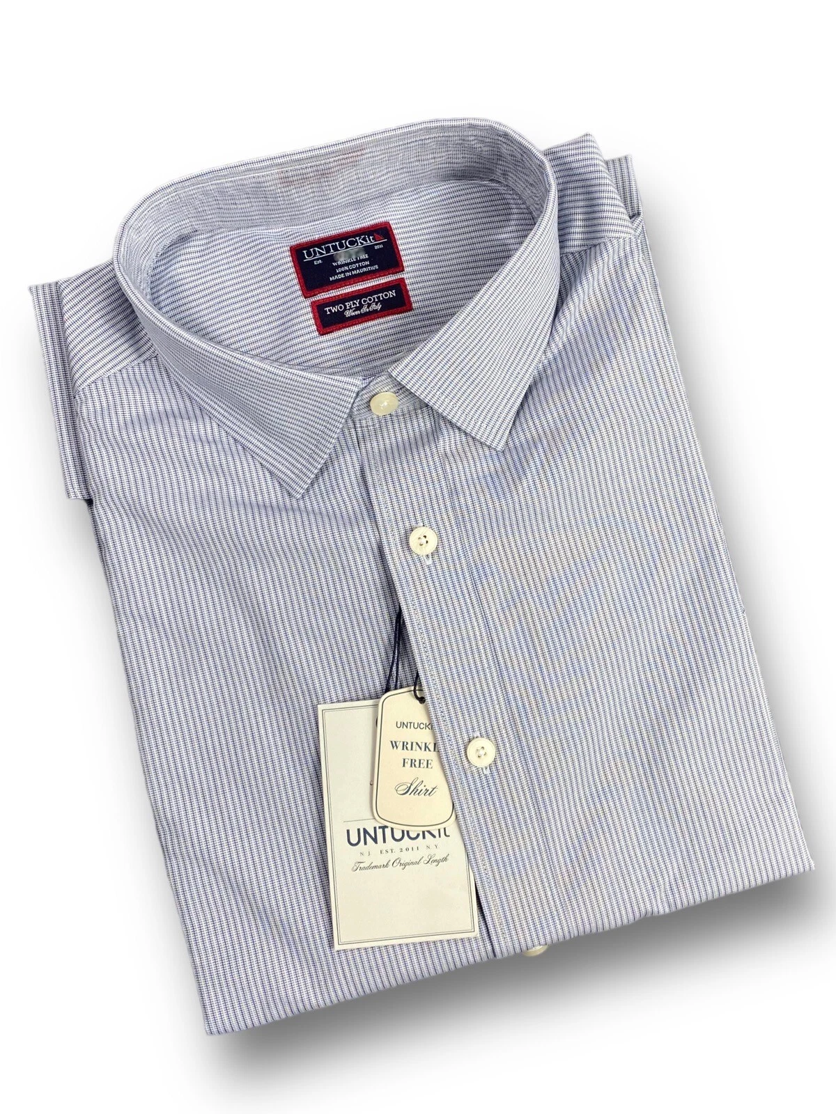 Untuckit Lamartine Wrinkle Free Italian Cotton Long Sleeve Shirt Large Reg Fit