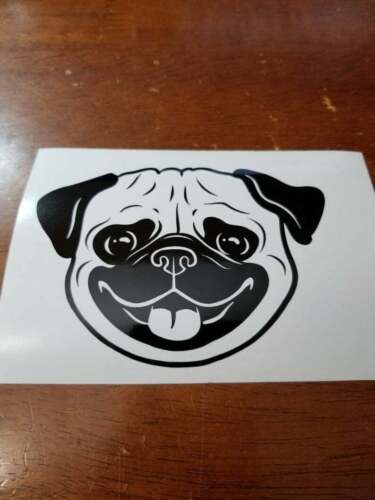 Cute Pug Face Dog Decal Any Size Available Car Laptop Truck Atv JDM - Picture 1 of 3