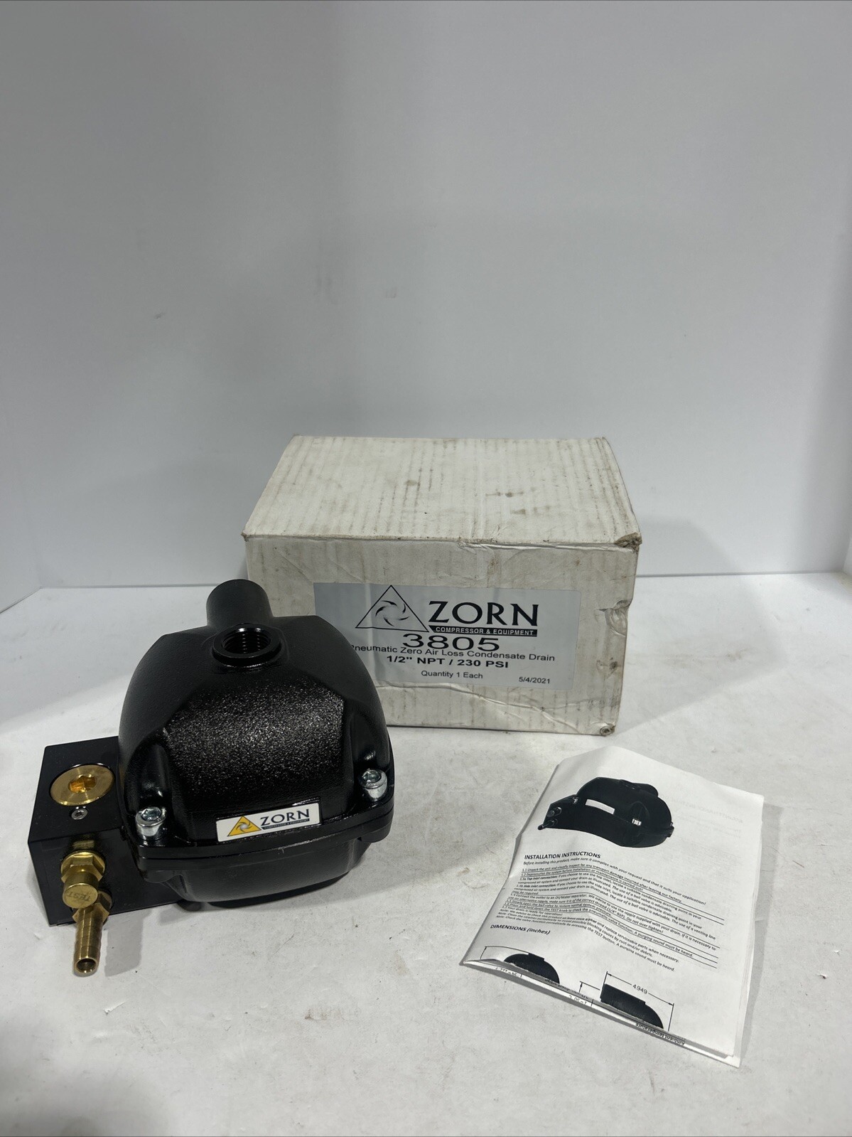 Zorn 3805 1/2”npt 230 Psi- Pneumatic Zero Air Loss Automatic Condensate Drain