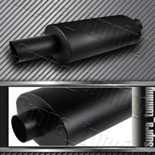 3" Slant Tip Black T-304 Universal Racing Weld On Exhaust Muffler 2.5" Inlet