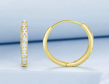 Gold Plated Sterling Silver CZ Huggie Hoop earrings