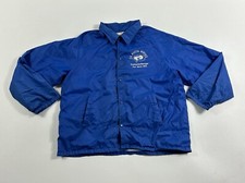 Auburn Post Master Jacket Mens XL Blue White Snap Spell Out Made In USA Vintage