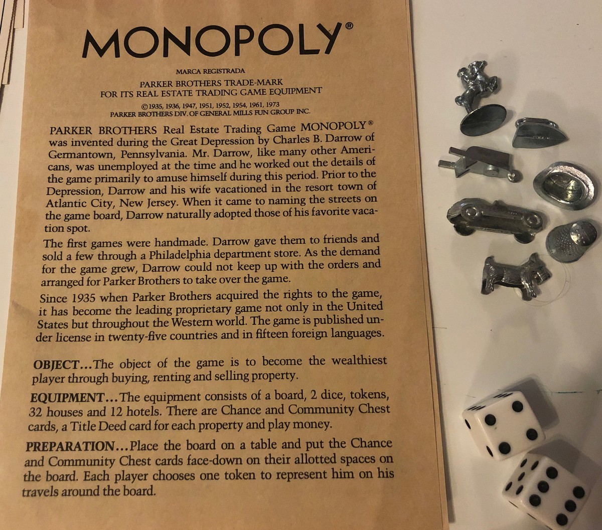 Vintage 1973 Monopoly Game Pieces | eBay