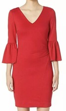 Nicole Miller Red Ponte Bell Sleeve Dress Women's Size US XL L85903