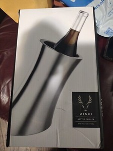 Viski® Convex Wine Bottle Chiller New in Box Wine Gift Silver,
