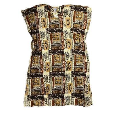 NEW Vtg Aztec Southwestern Dress Womens Plus One Size Brown Esmeralda Fashions