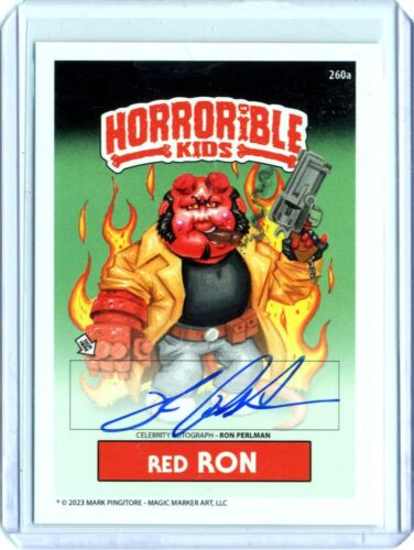 Red RON Horrorible Kids RON PERLMAN AUTO Card Garbage Pail Kids HELLBOY - Picture 1 of 2