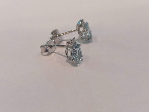 Orecchini lobo donna/ragazza oro bianco 18 kt 750% Acquamarina e brillanti - Foto 5 di 7