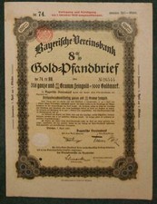Bayerische Vereinsbank Gold-Pfandbrief Ser.  74 8 % 1926 1000 GM