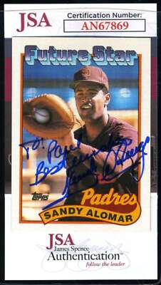 Sandy Alomar JSA Coa Signed 1989 Topps Future Stars Rookie Autograph