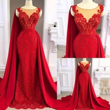 Red Wedding Dresses With Cape Satin Detachable Train Sleeveless Lace Bridal Gown