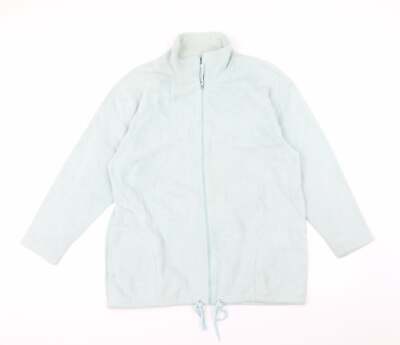 Mode Essentials Damen grün hochgeschlossen 100 % Baumwolle durchgehender Reißverschluss Pullover Größe 14