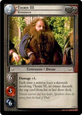 LOTR TCG Rise of Saruman THORIN III STONEHELM 17r6  GEM MINT Tip Top Shelf card