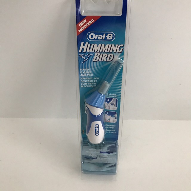 NOS OralB Hummingbird Power Flosser w Floss Heads Factory Sealed