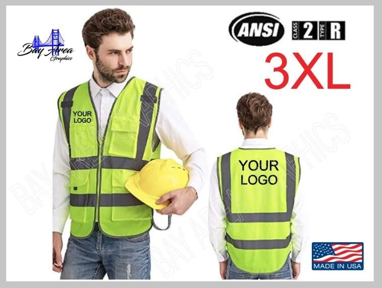 Dib Safety Vest Reflective ANSI Class 2, High Visibility Vest with Pockets  and Zipper, Construction Work Vest Hi Vis Yellow L