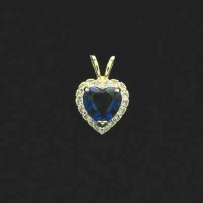 3.00CT Heart Cut Blue Sapphire Moissanite Pendant Neckless 14k White Gold Plated
