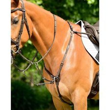 Collegiate Opulux 3-Point Padded Raised Breastplate w Running Attach - Dk Brown