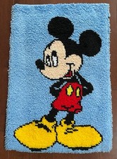 Vintage Disney Latch Hook Rug Wall Hanging Mickey Mouse, Donald, Goofy