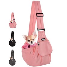 Lukovee Dog Sling Carrier, Hard Bottom Support Adjustable Soft Padded Shoud...