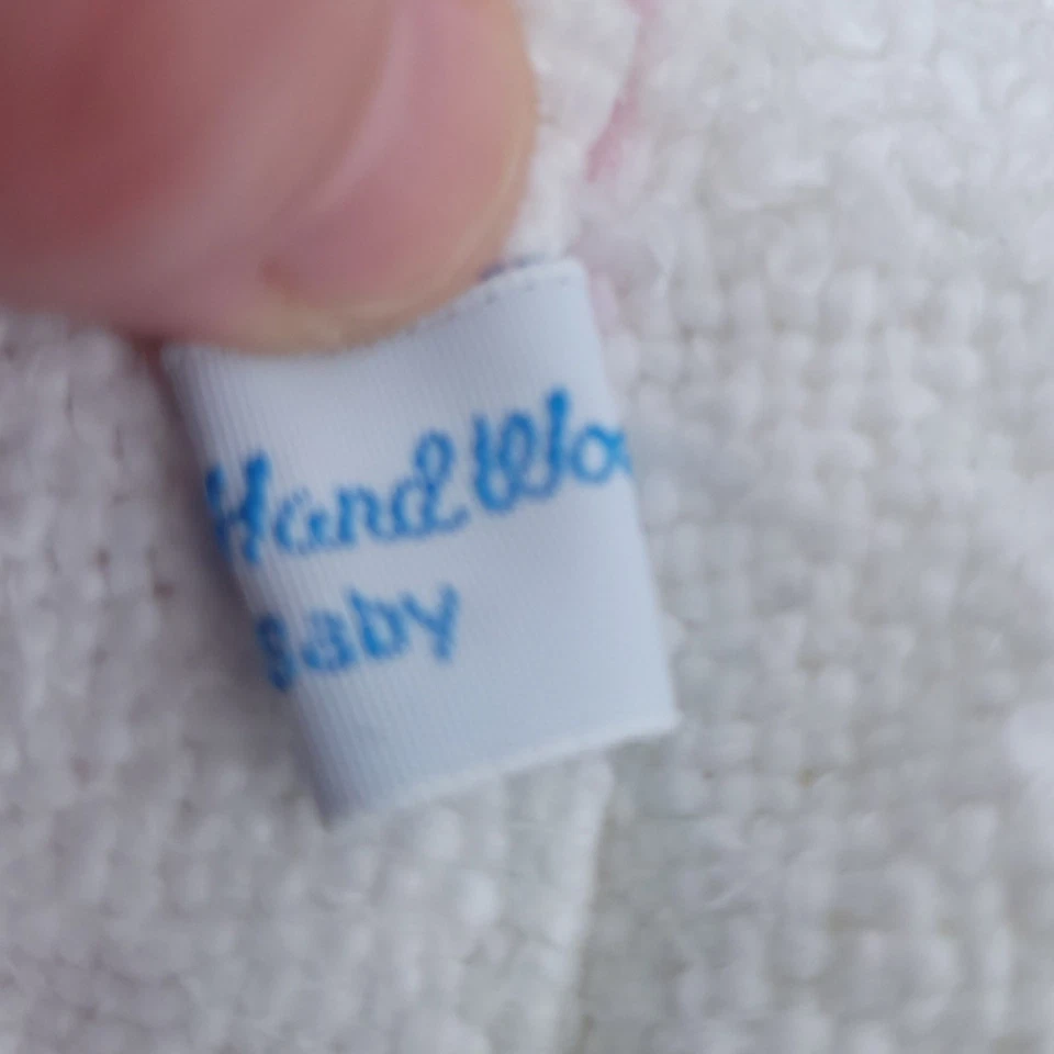 Manta para bebé Churchill Weavers telar manual Berea KY blanco rosa amarillo rayas suave Foto 3 de 3