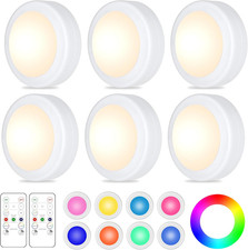 6 Pack LED Puck Lights Remote Control 16 Color Changeable under Cabinet Lights,