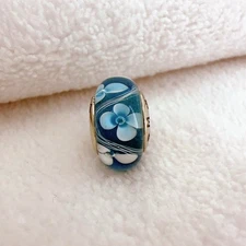 Blue Murano Glass Bubble Bead 925 Silver Core Lucky Charm for Euro Bracelet