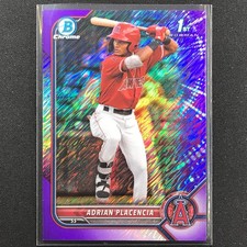 2022 Bowman Chrome Adrian Placencia 1st Bowman Prospect Purple Shimmer /250