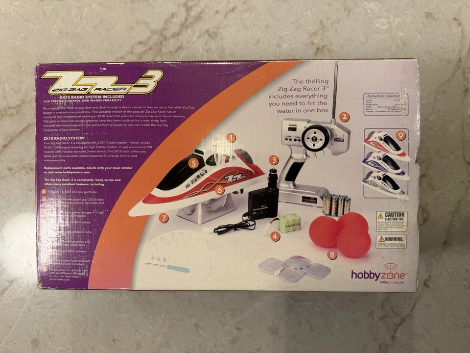 Hobby Zone Zig Zag Racer 3 RTR Red Rc Boat Original Box Untested - Image 3 of 4