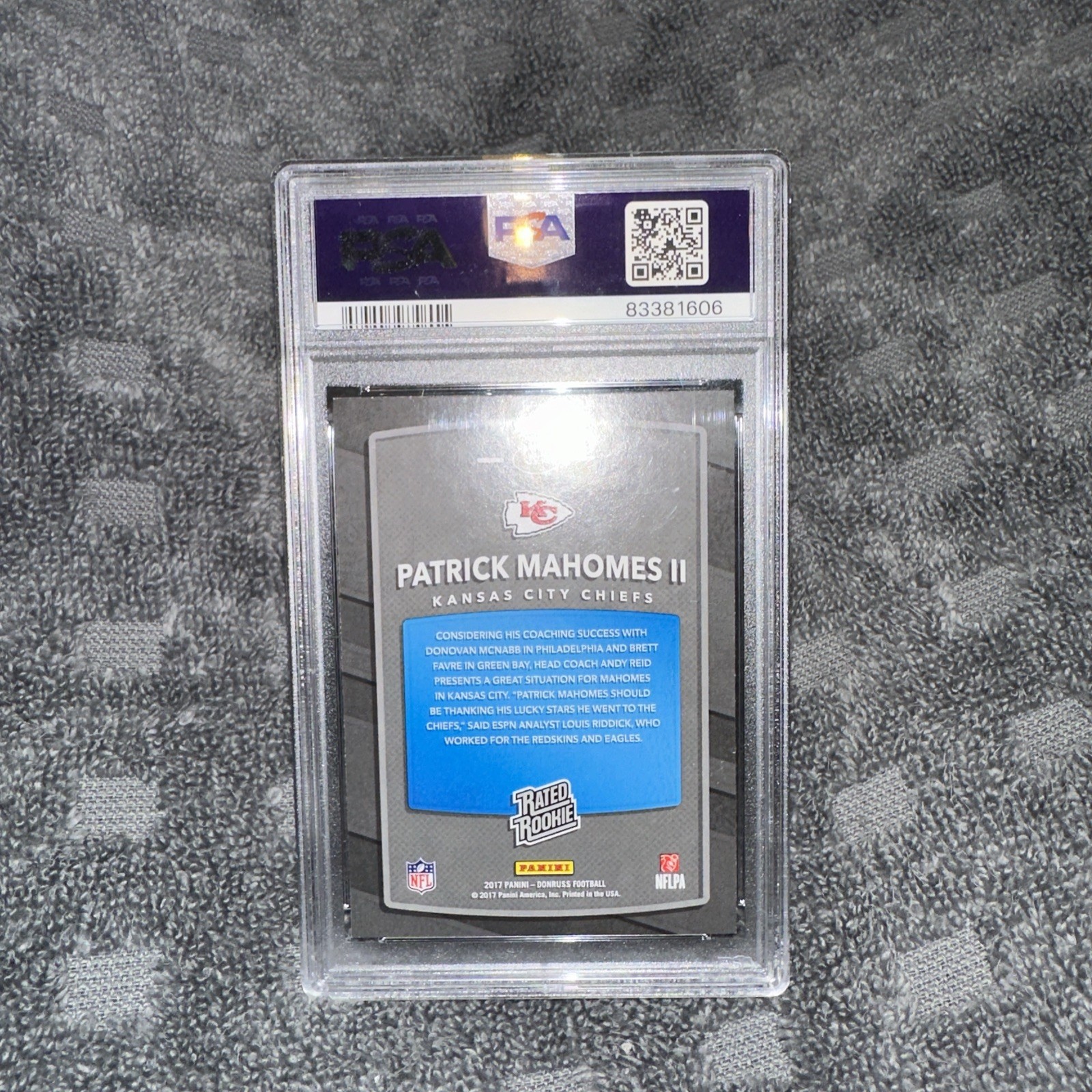 2017 PANINI DONRUSS #327 PATRICK MAHOMES II ROOKIE RC PSA 9!!! view 4