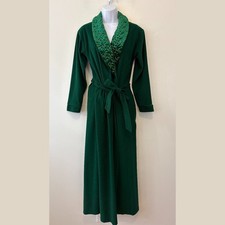 Vintage Adonna Green Fleece Long Robe Womens Small