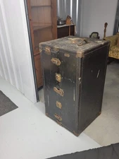 Antique Belber Steamer Trunk – 1920s-30s Wardrobe Trunk with Original Hardware 