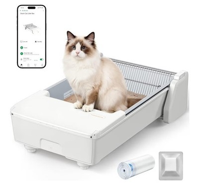 Meowant Selbstreinigende Katzentoilette mit App-Steuerung, Open Top Automatic...