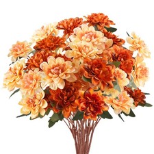 12 Pcs Artificial Fall Flowers, 36 Heads Silk Fake Mums Flowers Faux Chrysant...