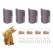 Self Grooming Cat Brush, Cat Self Groomer Scratcher with Catnip (4Pcs, S, Grey)