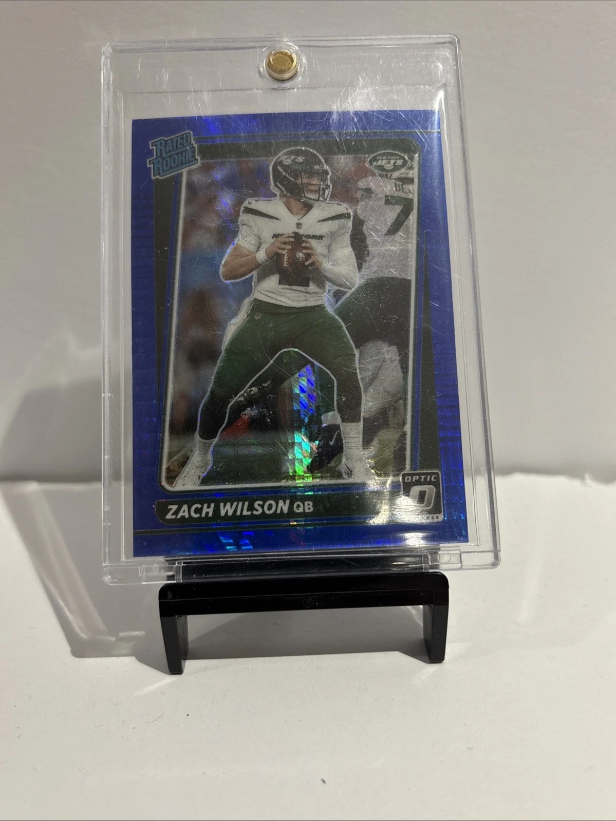 2021 Panini Donruss Optic - Rated Rookie Zach Wilson #202 Blue Hyper Prizm (RC)