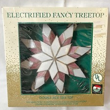 Vintage Santas World Kurt Adler White/Pink Capiz Star Tree Top Topper Lighted
