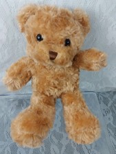 Teddy Bear Brown Tan Little Small 10" Long 7" Sitting Plush Stuffed Animal Doll