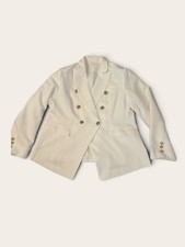 Women's White Solid Double-Breasted Button Front Blazer Long Sleeve Size 2XL